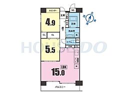 レーベン三宮 2LDKの間取図画像