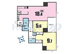 新神戸アパートメント 2LDKの間取図画像