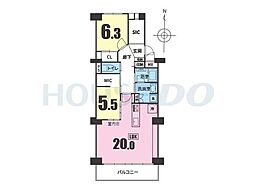 熊内台セントポリア 2LDKの間取図画像