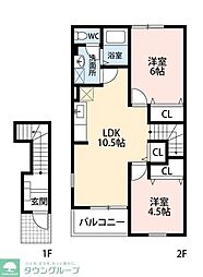 Tokyo233 2階2DKの間取り