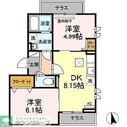 セジュール西台1 2階2DKの間取り