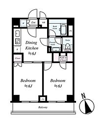 ルーブル都立家政参番館 2DKの間取図画像
