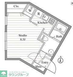 ZESTY春日町 ワンルームの間取図画像