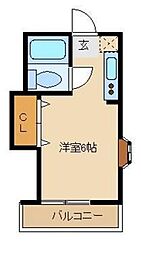 宝英ハイム ワンルームの間取図画像