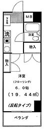 プライム中幸 1Kの間取図画像
