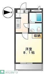 ビオス北朝霞 1Kの間取図画像