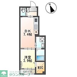 西東京市栄町1丁目アパート 1DKの間取図画像