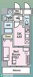 上石神井・Nマンション 1DKの間取図画像