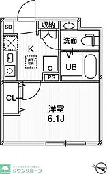 ルクール平和台 1Kの間取図画像