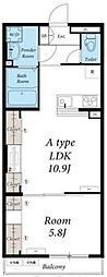 リブリ・朝霞A 1LDKの間取図画像