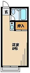 美しの森ハウスA棟 ワンルームの間取図画像