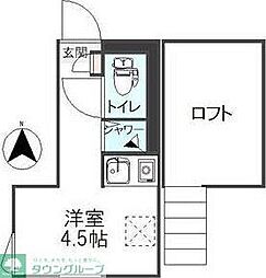 トレカーサ下赤塚 ワンルームの間取図画像