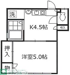 サンルート徳丸 1DKの間取図画像