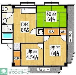 ボヌール・キハラ 3DKの間取図画像
