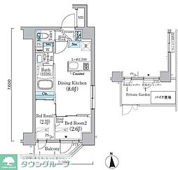 PrimeBliss新宿上落合 2DKの間取図画像