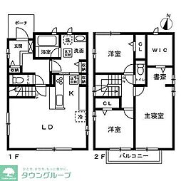 富士見市鶴瀬東 賃貸戸建 4号地 3LDKの間取図画像