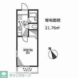 リビオン 1Kの間取図画像