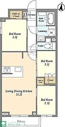 アジールコート練馬中村橋 3階3LDKの間取り