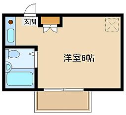 西武池袋線 清瀬駅 徒歩5分の賃貸アパート 2階ワンルームの間取り