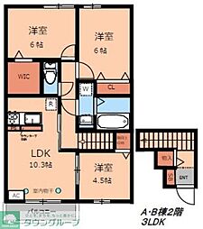 Garden House A棟 2階3LDKの間取り