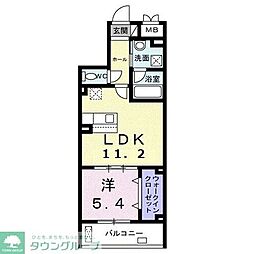 メイガーデン 202 2階1LDKの間取り