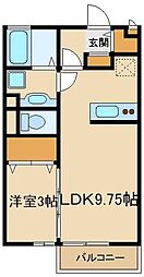 サンクレアII 1階1LDKの間取り