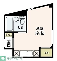 エンブレム早宮 2階ワンルームの間取り