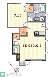 エスペランス 1階1LDKの間取り