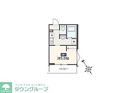 MELDIA新座II 2階1Kの間取り