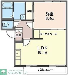 ウインズＣ 1階1LDKの間取り