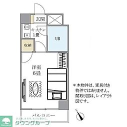 アセテック清瀬 4階1Kの間取り