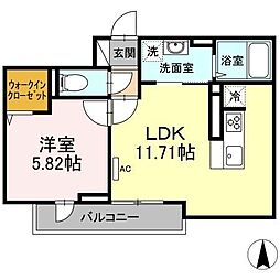 西武池袋線 中村橋駅 徒歩5分の賃貸マンション 3階1LDKの間取り