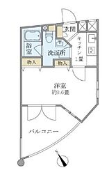 ユンヌフィーユ 2階1Kの間取り