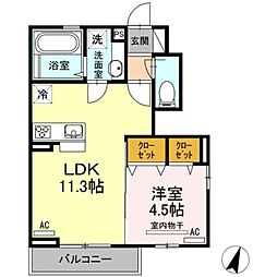 Casa Con Patio 1階1LDKの間取り