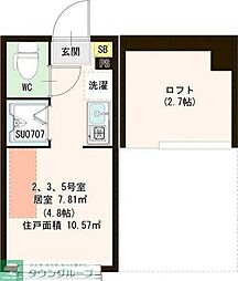 ハーモニーテラス小竹向原II 1階ワンルームの間取り