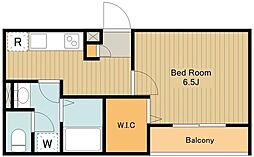 リブリ・にれの木 2階1Kの間取り