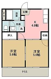 グランメールＢ棟 1階2Kの間取り