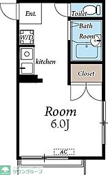 ドエル春日 1階ワンルームの間取り