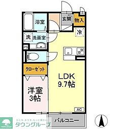 サンクレア 2階1LDKの間取り