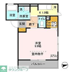 サントミー 3階1Kの間取り