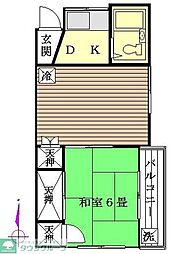江古田アーバンライフ 2階1DKの間取り