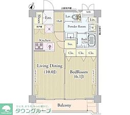 アンソレイユ氷川台 4階1LDKの間取り