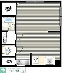 コーポ楓 3階ワンルームの間取り