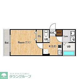 ジーメゾン所沢下安松アリア 3階1Kの間取り