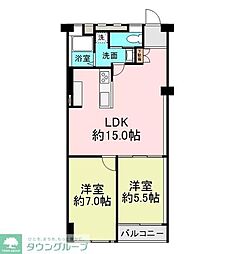 上板橋ハウス 6階2LDKの間取り