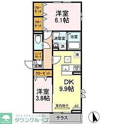 セジュール西台5 2階2DKの間取り