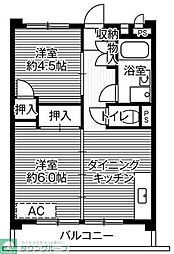 ビレッジハウス向台タワー 4階2DKの間取り