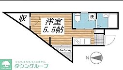 クラウンズコート羽沢 2階ワンルームの間取り