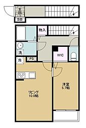 エルスタンザ下石神井 2階1LDKの間取り
