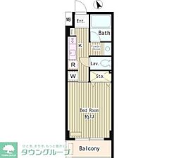 メゾン武蔵野 4階1Kの間取り